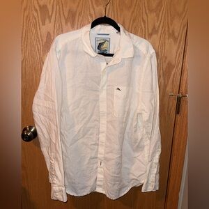 Tommy Bahama 25 Years of Paradise 100% Linen Long Sleeve Button Up Shirt White L